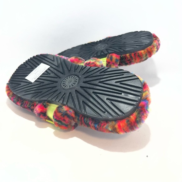 UGG Fluff It Pixelate Slide Slippers Men’s US 10 Multicolor Faux Shearling NWT main image 8
